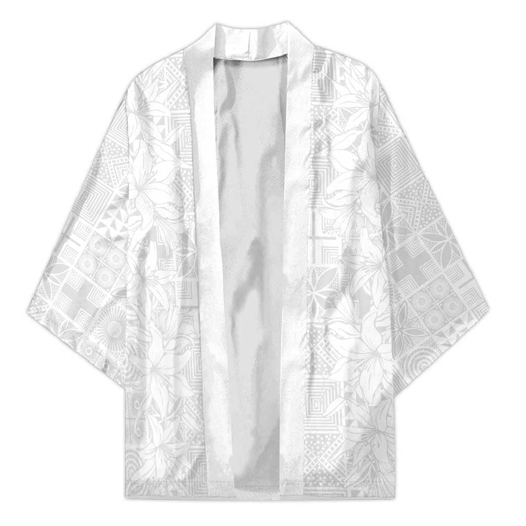 Nigeria Osun-Osogbo Festival Kimono White Lily Lei With Yoruba Pattern - Wonder Print Shop