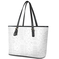 Nigeria Osun-Osogbo Festival Leather Tote Bag White Lily Lei With Yoruba Pattern - Wonder Print Shop