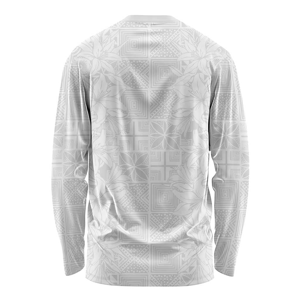 Nigeria Osun-Osogbo Festival Long Sleeve Shirt White Lily Lei With Yoruba Pattern - Wonder Print Shop