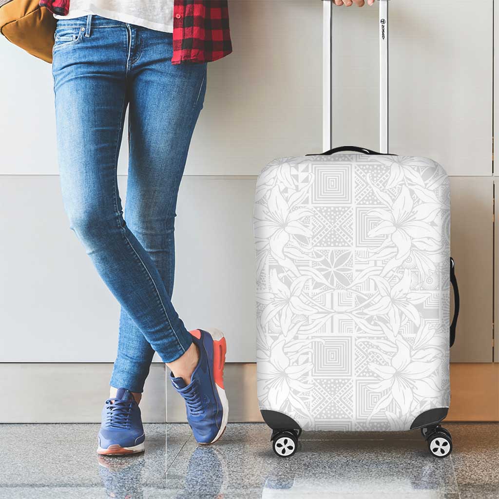 Nigeria Osun-Osogbo Festival Luggage Cover White Lily Lei With Yoruba Pattern - Wonder Print Shop