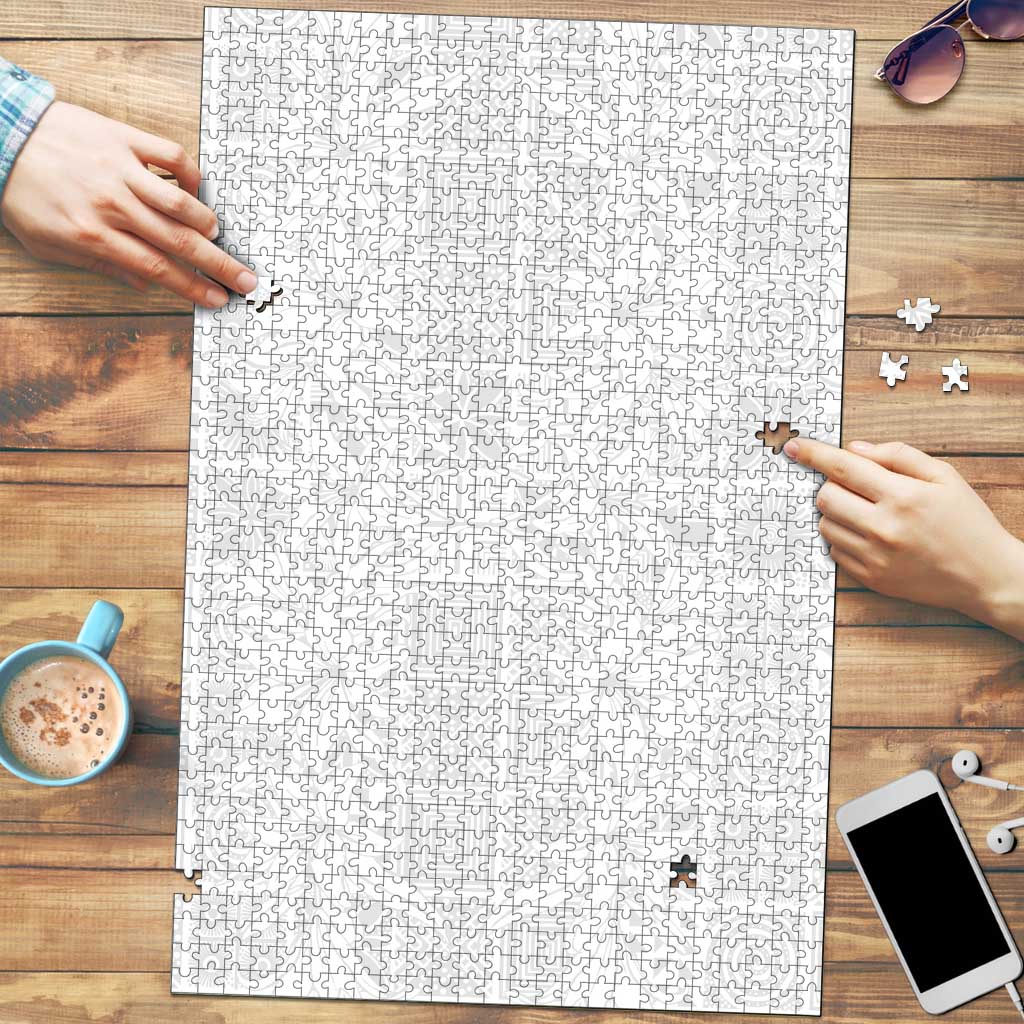 Nigeria Osun-Osogbo Festival Puzzle White Lily Lei With Yoruba Pattern - Wonder Print Shop