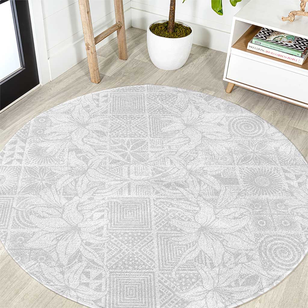 Nigeria Osun-Osogbo Festival Round Carpet White Lily Lei With Yoruba Pattern - Wonder Print Shop