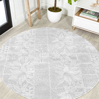 Nigeria Osun-Osogbo Festival Round Carpet White Lily Lei With Yoruba Pattern - Wonder Print Shop