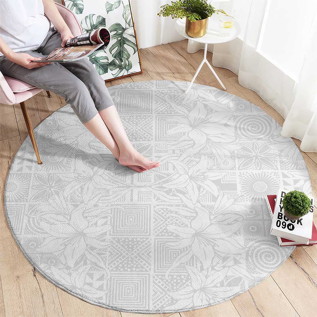 Nigeria Osun-Osogbo Festival Round Carpet White Lily Lei With Yoruba Pattern - Wonder Print Shop