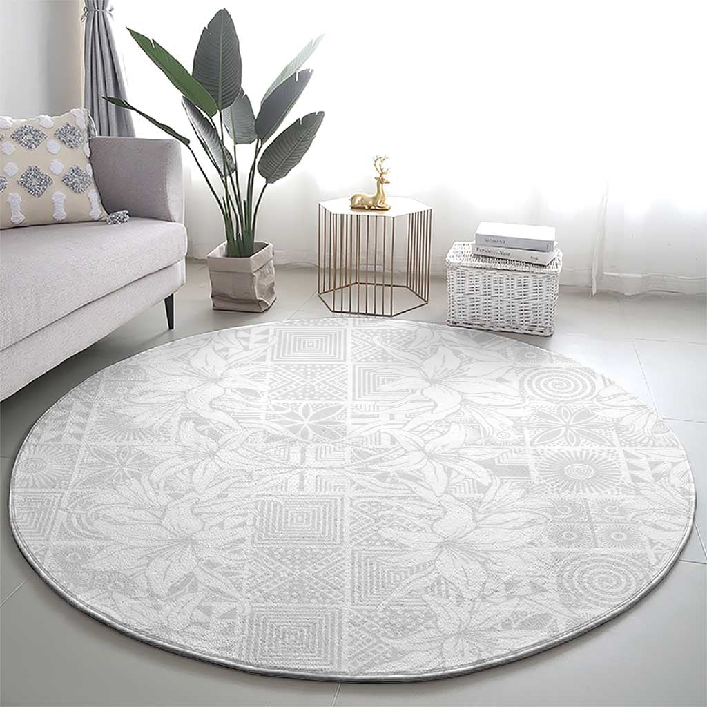 Nigeria Osun-Osogbo Festival Round Carpet White Lily Lei With Yoruba Pattern - Wonder Print Shop