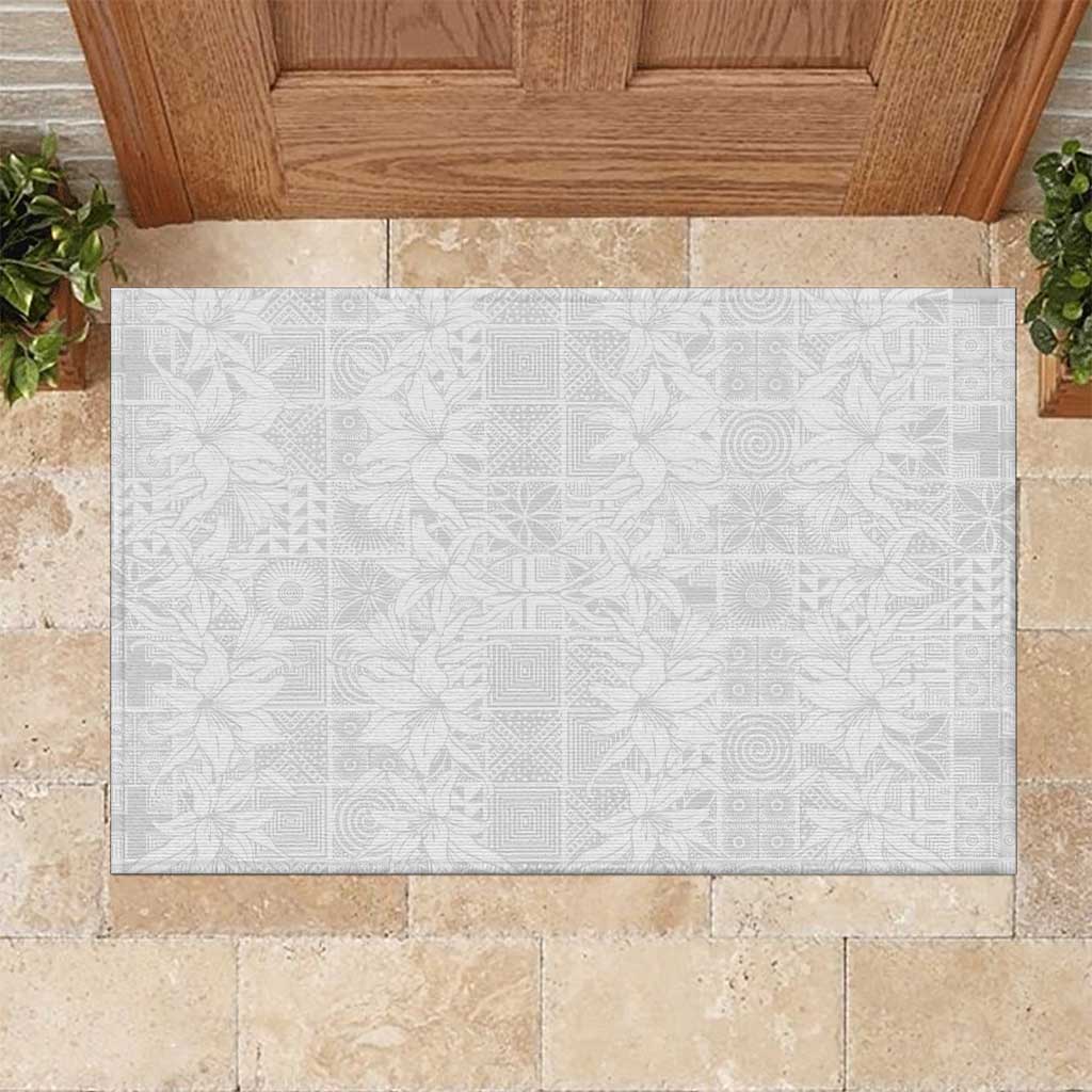 Nigeria Osun-Osogbo Festival Rubber Doormat White Lily Lei With Yoruba Pattern - Wonder Print Shop