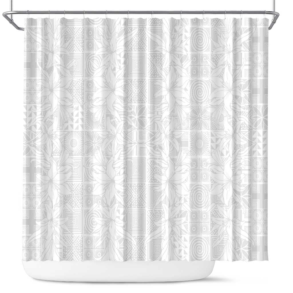 Nigeria Osun-Osogbo Festival Shower Curtain White Lily Lei With Yoruba Pattern - Wonder Print Shop