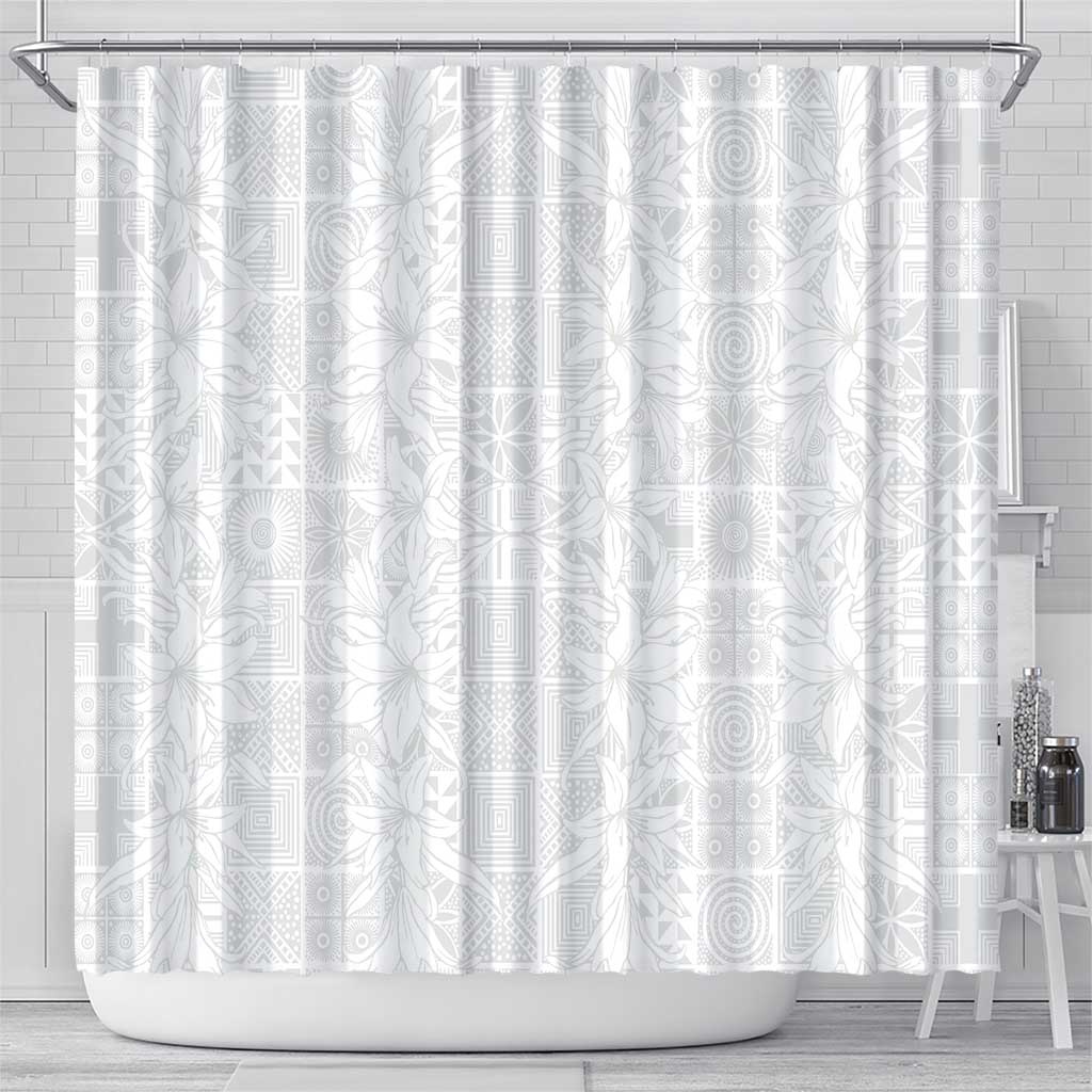Nigeria Osun-Osogbo Festival Shower Curtain White Lily Lei With Yoruba Pattern - Wonder Print Shop
