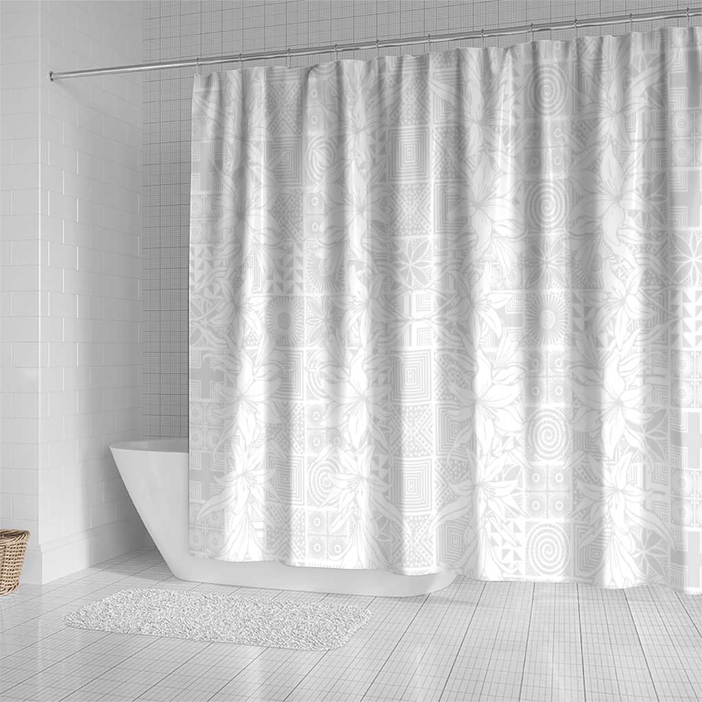 Nigeria Osun-Osogbo Festival Shower Curtain White Lily Lei With Yoruba Pattern - Wonder Print Shop