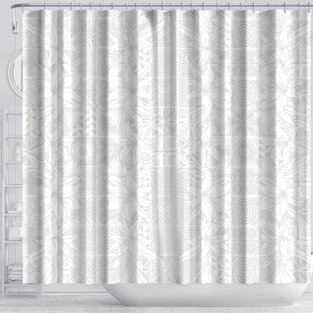 Nigeria Osun-Osogbo Festival Shower Curtain White Lily Lei With Yoruba Pattern - Wonder Print Shop