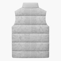 Nigeria Osun-Osogbo Festival Sleeveless Puffer Jacket White Lily Lei With Yoruba Pattern - Wonder Print Shop