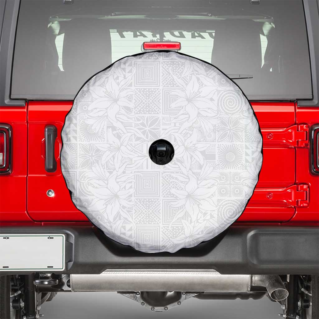 Nigeria Osun-Osogbo Festival Spare Tire Cover White Lily Lei With Yoruba Pattern - Wonder Print Shop