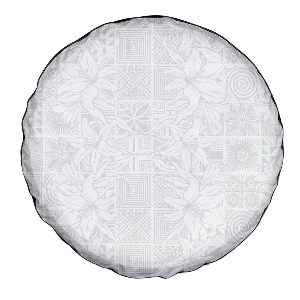 Nigeria Osun-Osogbo Festival Spare Tire Cover White Lily Lei With Yoruba Pattern - Wonder Print Shop