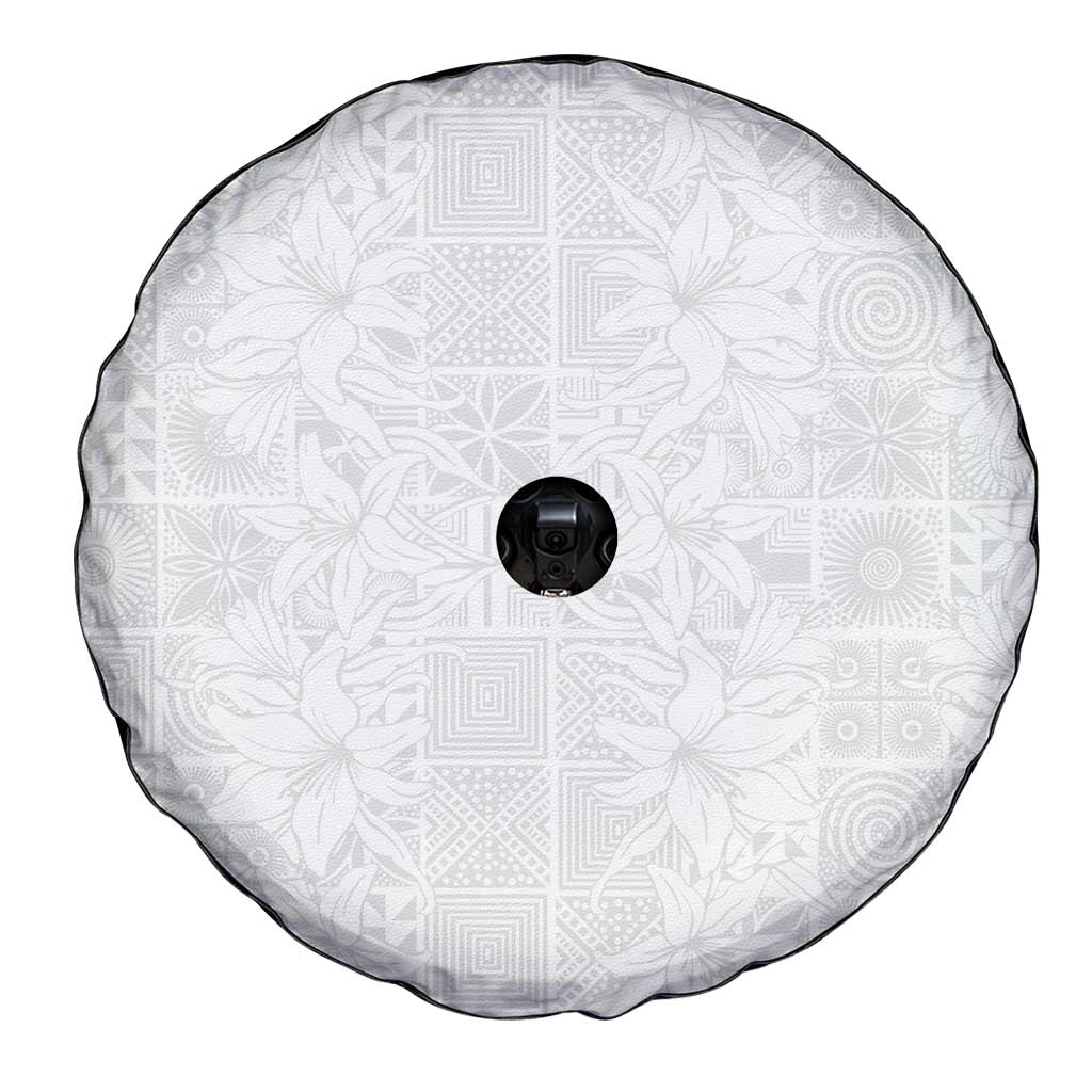 Nigeria Osun-Osogbo Festival Spare Tire Cover White Lily Lei With Yoruba Pattern - Wonder Print Shop