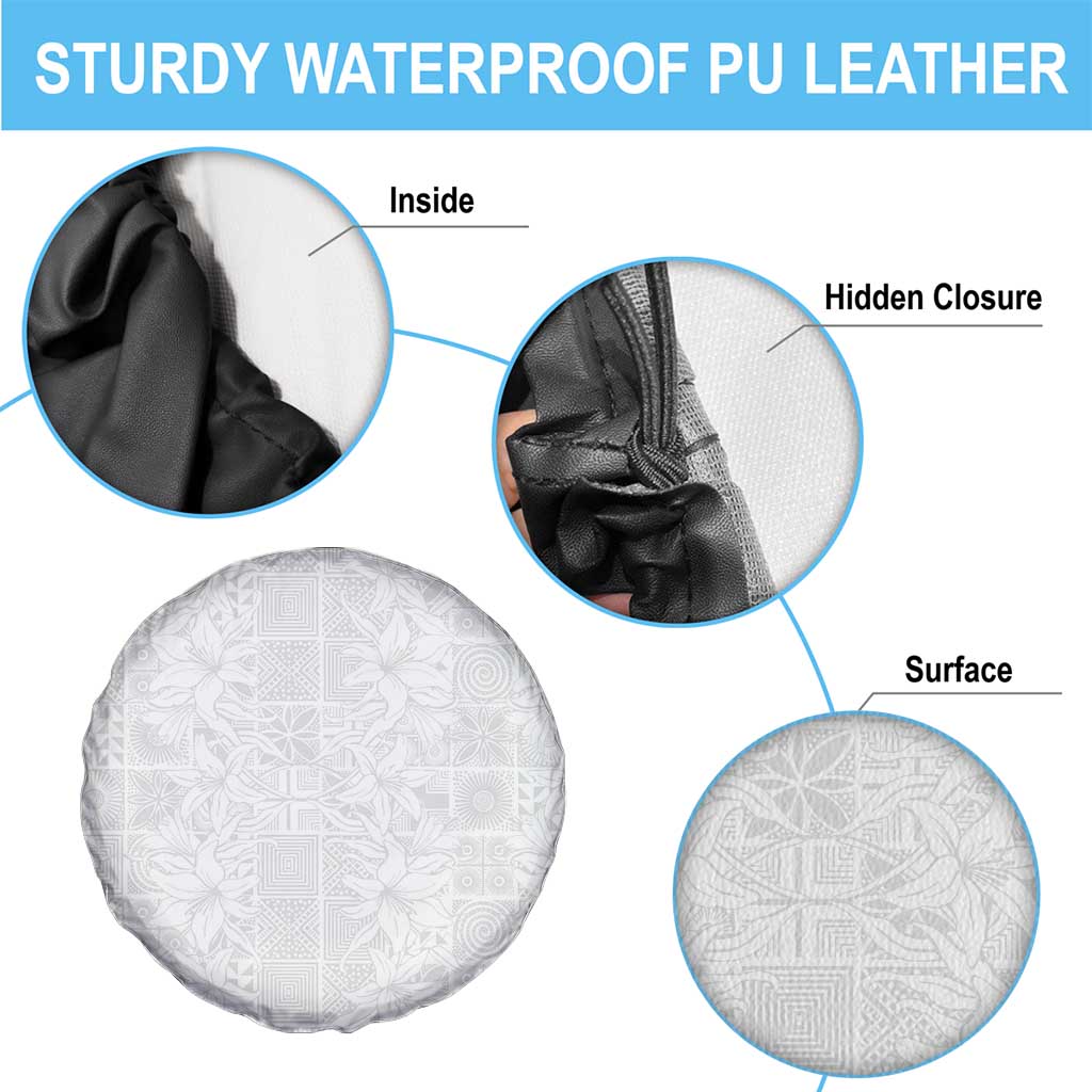 Nigeria Osun-Osogbo Festival Spare Tire Cover White Lily Lei With Yoruba Pattern - Wonder Print Shop