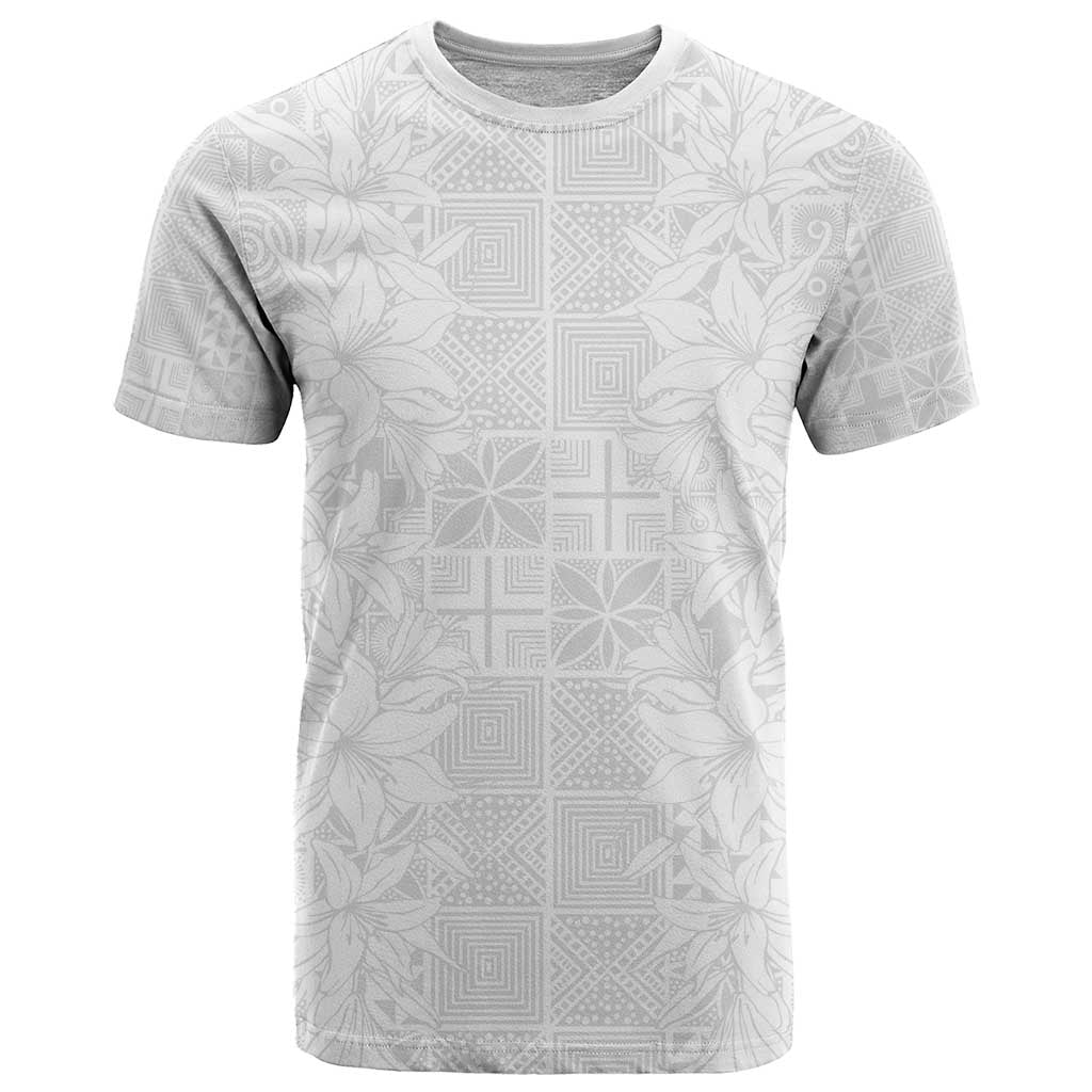 Nigeria Osun-Osogbo Festival T Shirt White Lily Lei With Yoruba Pattern - Wonder Print Shop