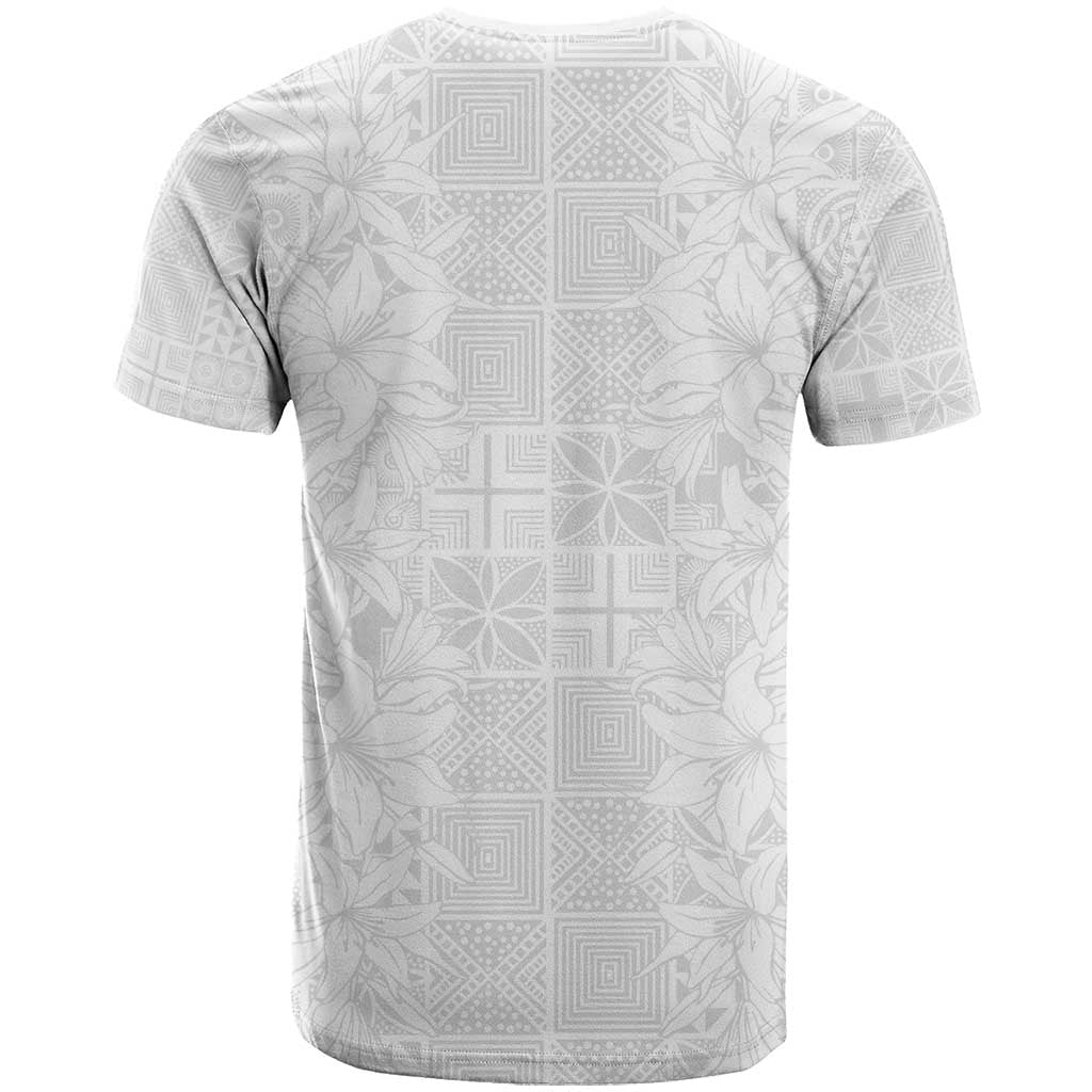 Nigeria Osun-Osogbo Festival T Shirt White Lily Lei With Yoruba Pattern - Wonder Print Shop