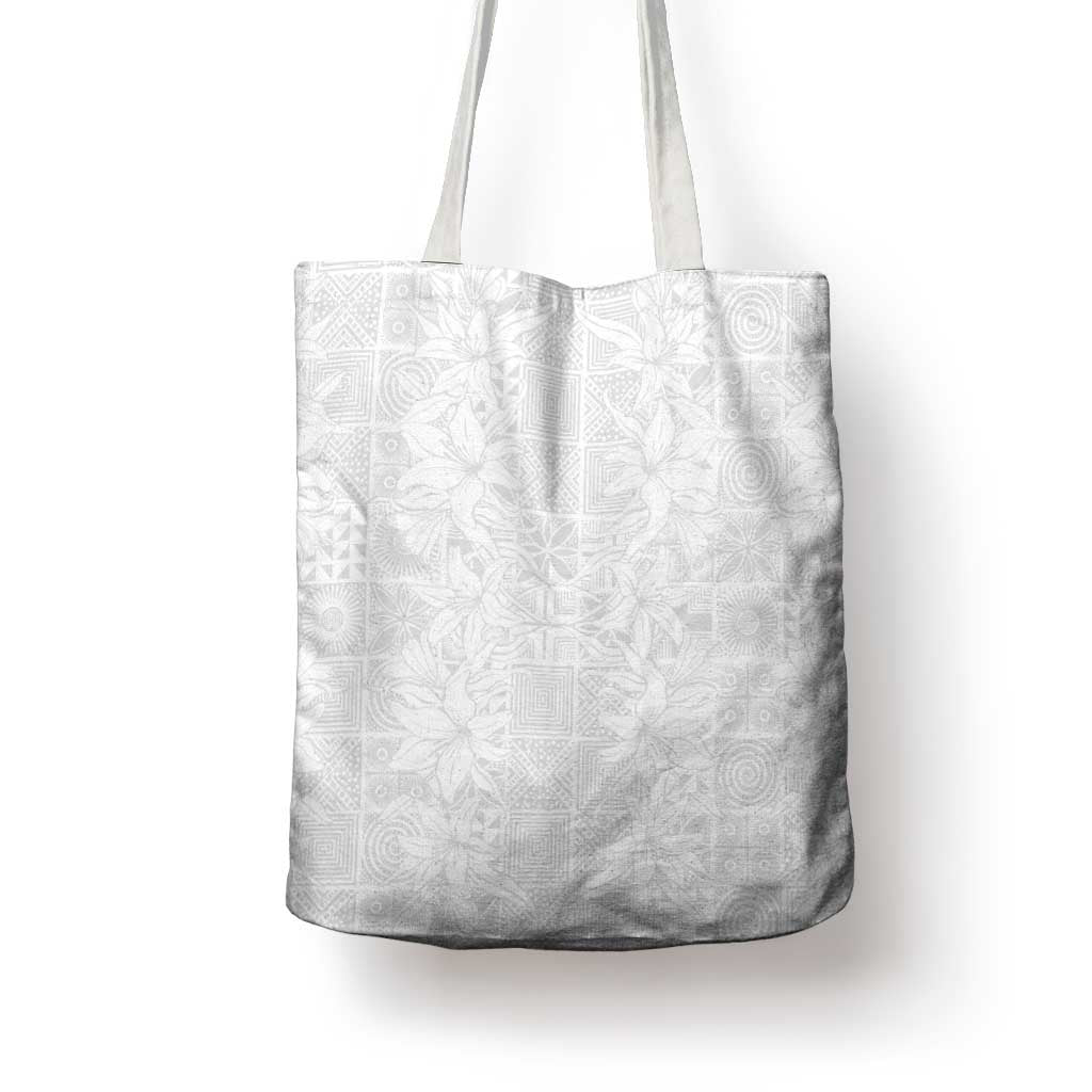 Nigeria Osun-Osogbo Festival Tote Bag White Lily Lei With Yoruba Pattern - Wonder Print Shop