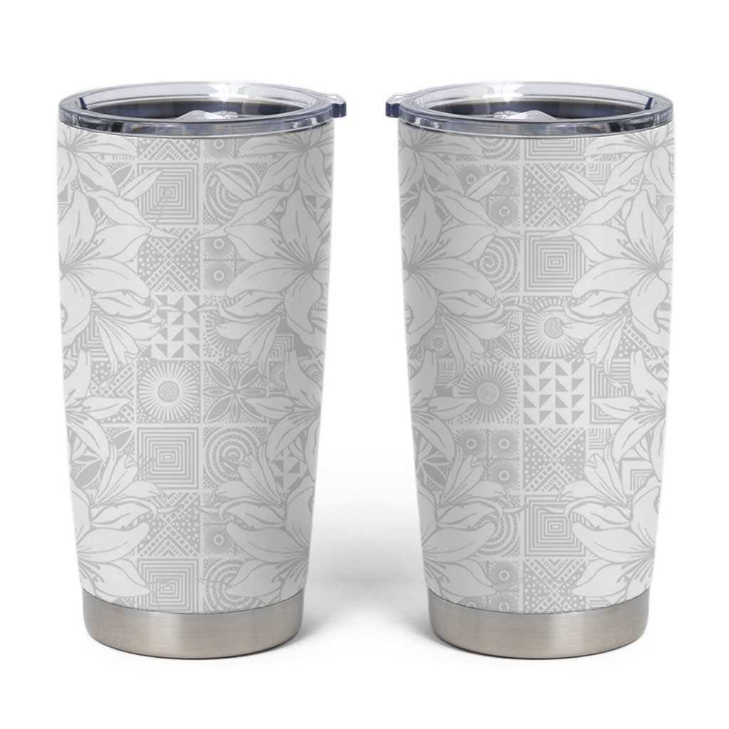 Nigeria Osun-Osogbo Festival Tumbler Cup White Lily Lei With Yoruba Pattern - Wonder Print Shop