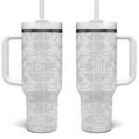 Nigeria Osun-Osogbo Festival Tumbler With Handle White Lily Lei With Yoruba Pattern - Wonder Print Shop