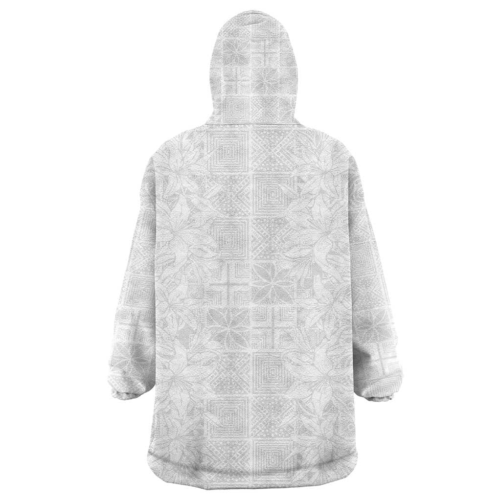 Nigeria Osun-Osogbo Festival Wearable Blanket Hoodie White Lily Lei With Yoruba Pattern - Wonder Print Shop