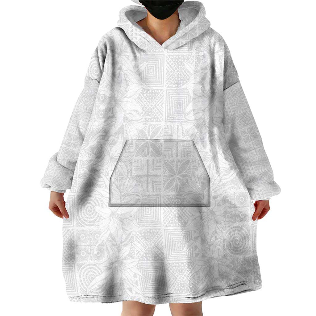 Nigeria Osun-Osogbo Festival Wearable Blanket Hoodie White Lily Lei With Yoruba Pattern - Wonder Print Shop