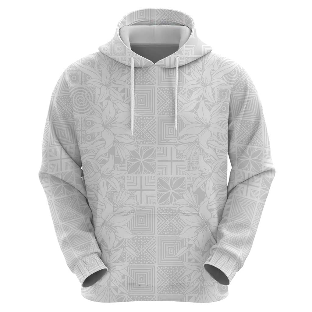 Nigeria Osun-Osogbo Festival Zip Hoodie White Lily Lei With Yoruba Pattern - Wonder Print Shop