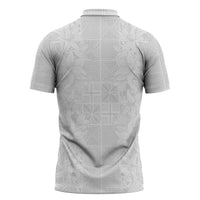 Nigeria Osun-Osogbo Festival Zipper Polo Shirt White Lily Lei With Yoruba Pattern - Wonder Print Shop