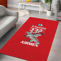 Tuskegee Red Tails Airmen Area Rug P-51 Mustang 332nd Fighter Group - Red - Wonder Print Shop