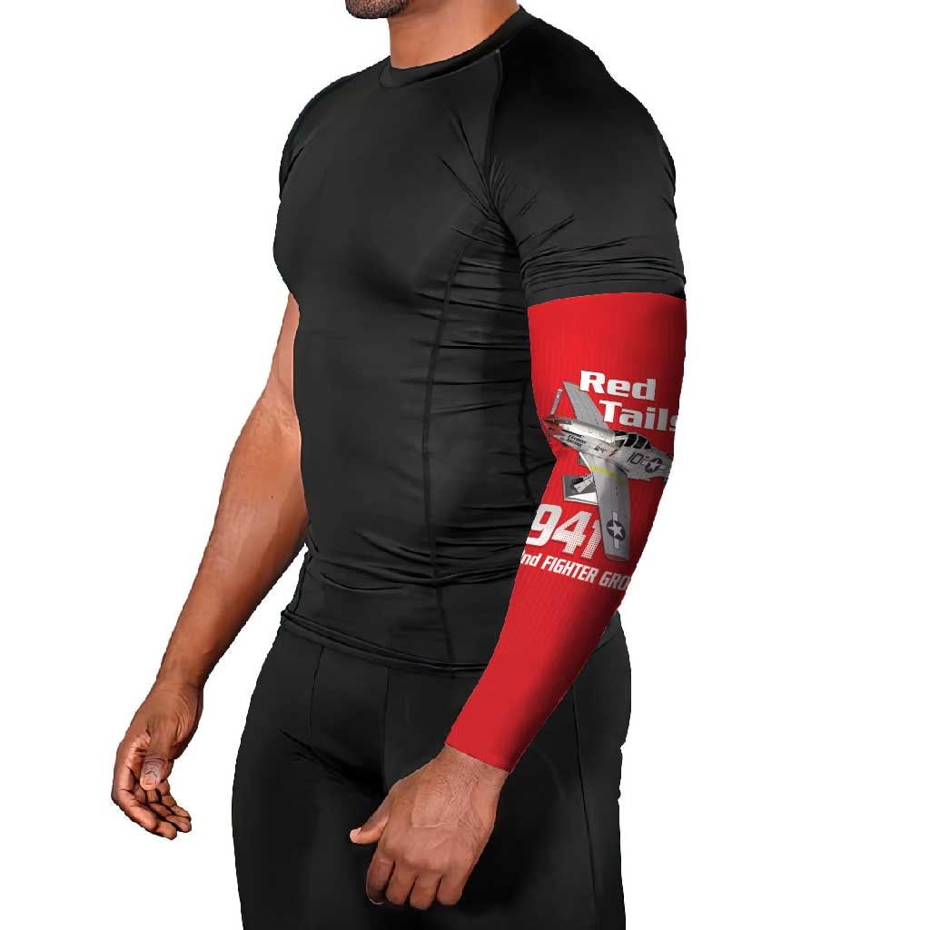 Tuskegee Red Tails Airmen Arm Sleeves P-51 Mustang 332nd Fighter Group - Red - Wonder Print Shop