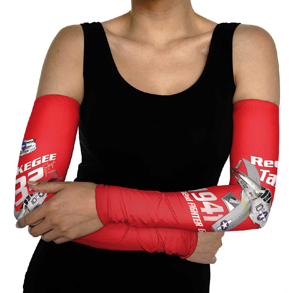 Tuskegee Red Tails Airmen Arm Sleeves P-51 Mustang 332nd Fighter Group - Red - Wonder Print Shop
