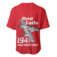 Tuskegee Red Tails Airmen Baseball Jersey P-51 Mustang 332nd Fighter Group - Red - Wonder Print Shop