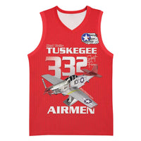 Tuskegee Red Tails Airmen Basketball Jersey P-51 Mustang 332nd Fighter Group - Red - Wonder Print Shop