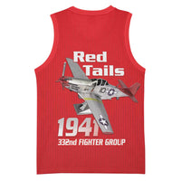Tuskegee Red Tails Airmen Basketball Jersey P-51 Mustang 332nd Fighter Group - Red - Wonder Print Shop