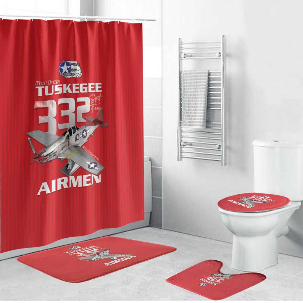 Tuskegee Red Tails Airmen Bathroom Set P-51 Mustang 332nd Fighter Group - Red - Wonder Print Shop