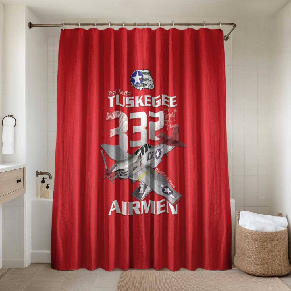 Tuskegee Red Tails Airmen Bathroom Set P-51 Mustang 332nd Fighter Group - Red - Wonder Print Shop