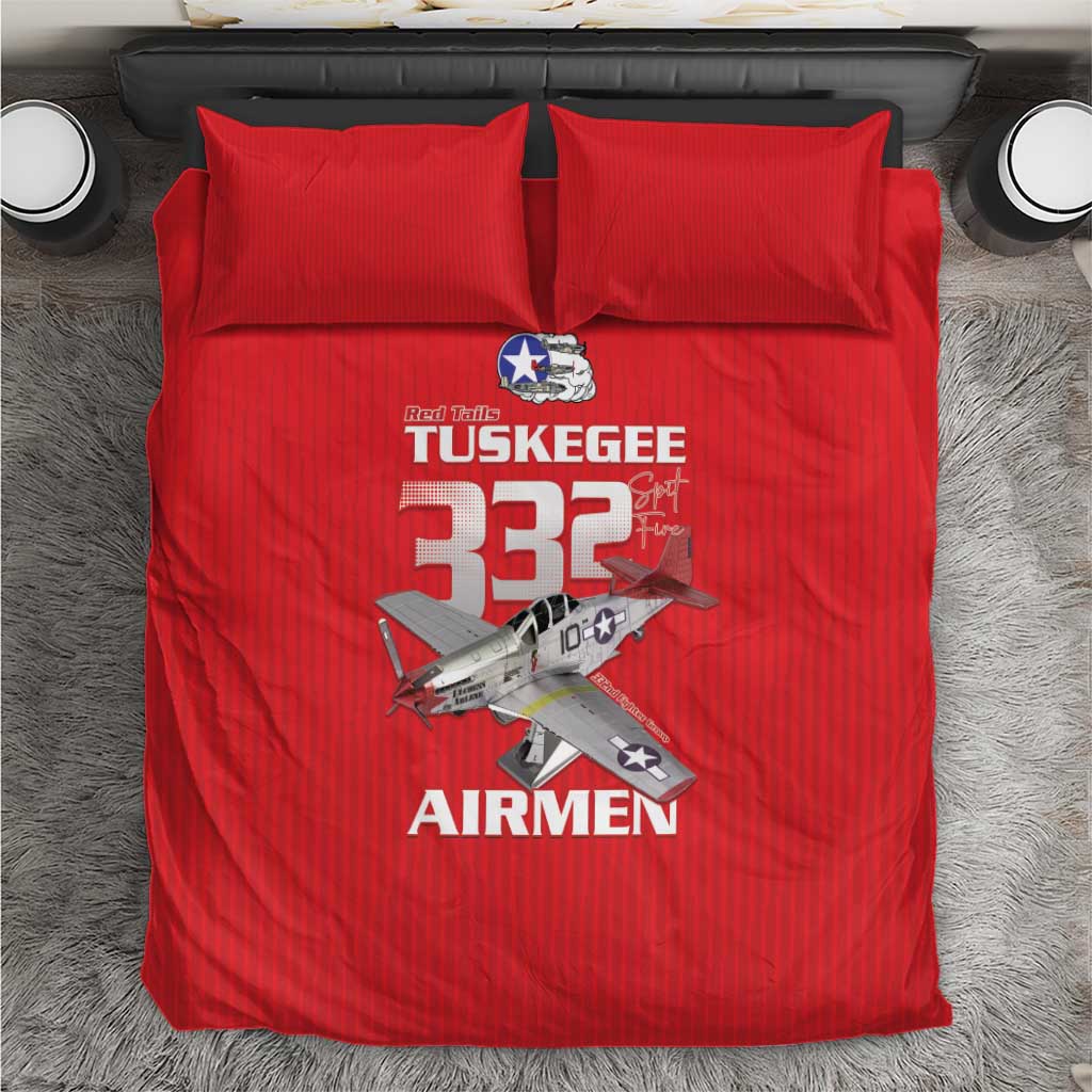 Tuskegee Red Tails Airmen Bedding Set P-51 Mustang 332nd Fighter Group - Red - Wonder Print Shop