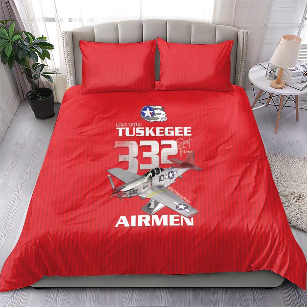 Tuskegee Red Tails Airmen Bedding Set P-51 Mustang 332nd Fighter Group - Red - Wonder Print Shop