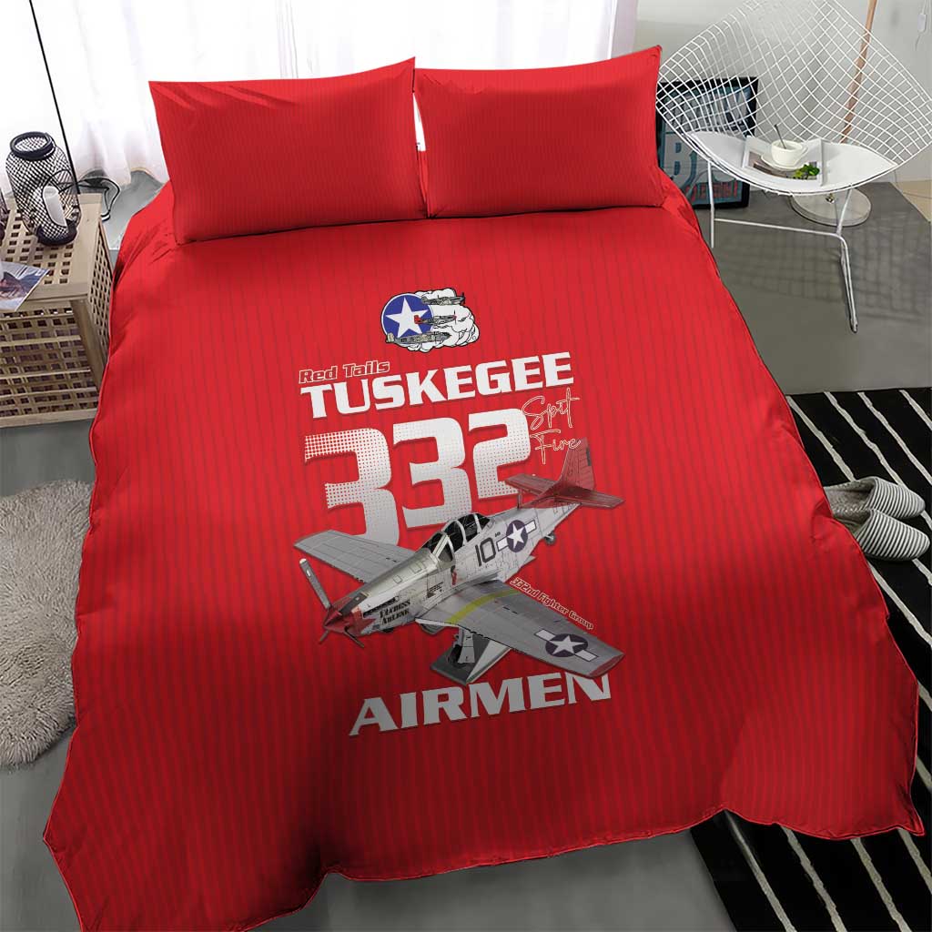 Tuskegee Red Tails Airmen Bedding Set P-51 Mustang 332nd Fighter Group - Red - Wonder Print Shop