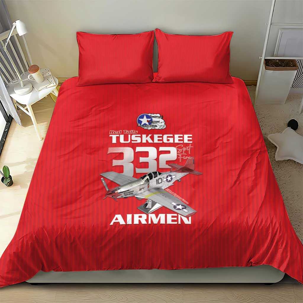 Tuskegee Red Tails Airmen Bedding Set P-51 Mustang 332nd Fighter Group - Red - Wonder Print Shop