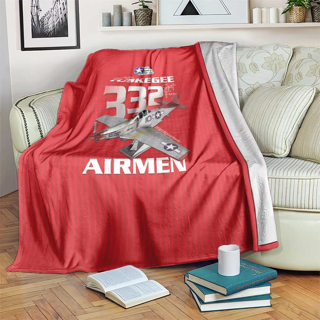 Tuskegee Red Tails Airmen Blanket P-51 Mustang 332nd Fighter Group - Red - Wonder Print Shop