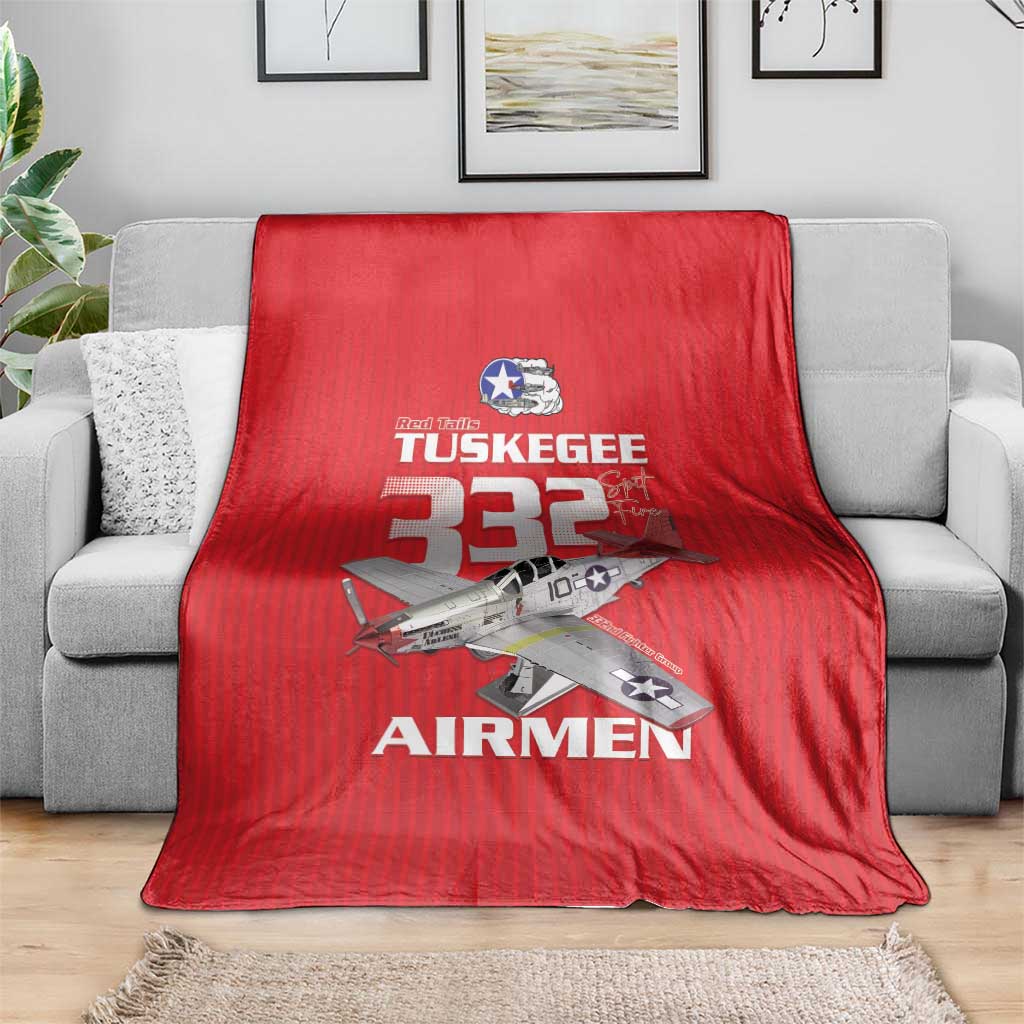 Tuskegee Red Tails Airmen Blanket P-51 Mustang 332nd Fighter Group - Red - Wonder Print Shop