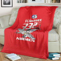 Tuskegee Red Tails Airmen Blanket P-51 Mustang 332nd Fighter Group - Red - Wonder Print Shop