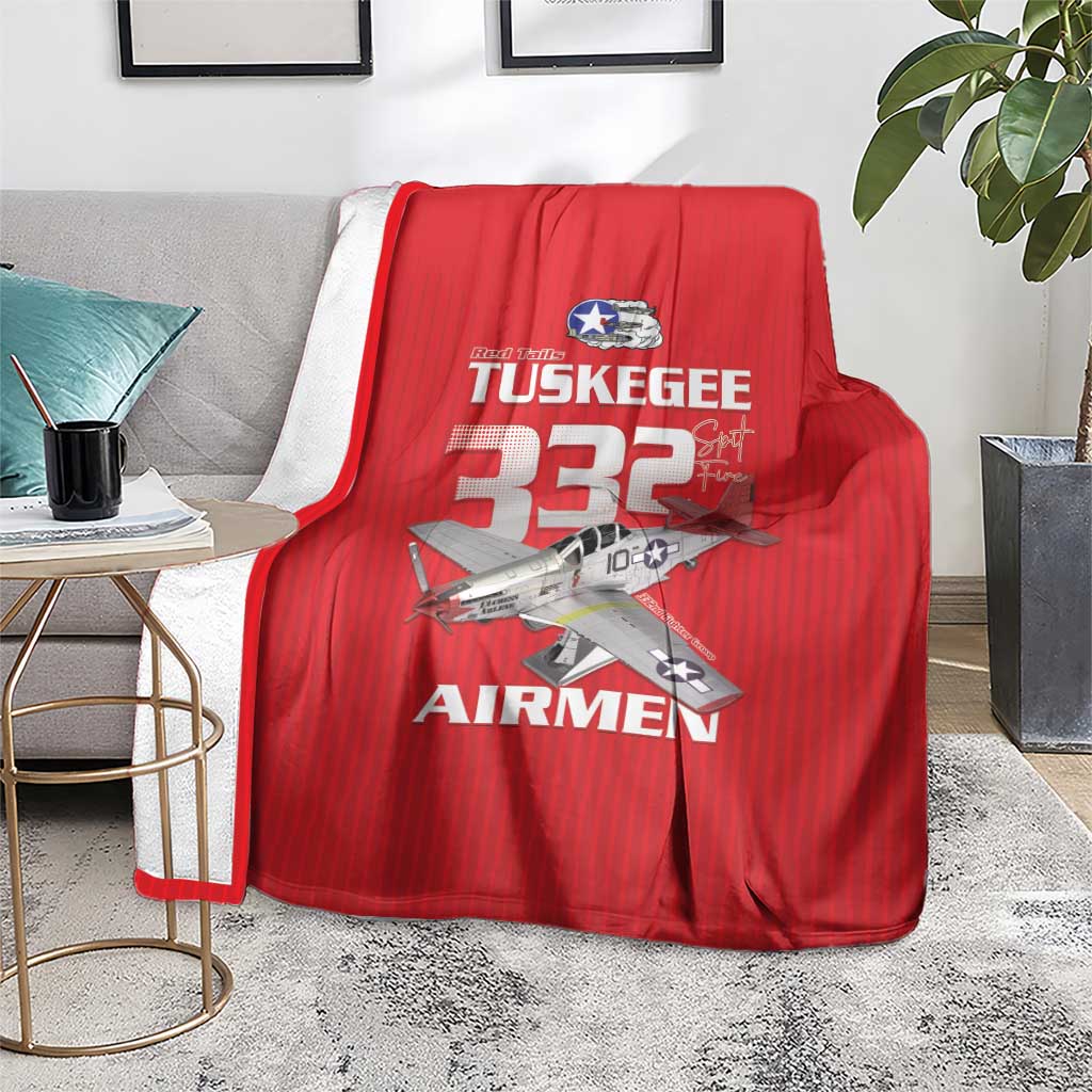 Tuskegee Red Tails Airmen Blanket P-51 Mustang 332nd Fighter Group - Red - Wonder Print Shop