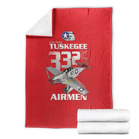 Tuskegee Red Tails Airmen Blanket P-51 Mustang 332nd Fighter Group - Red - Wonder Print Shop