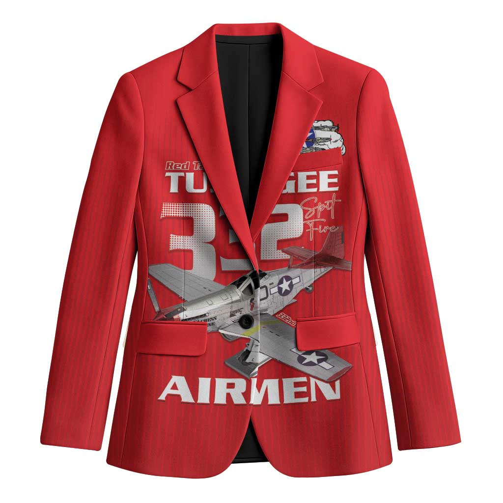 Tuskegee Red Tails Airmen Blazer P-51 Mustang 332nd Fighter Group - Red - Wonder Print Shop