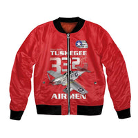 Tuskegee Red Tails Airmen Bomber Jacket P-51 Mustang 332nd Fighter Group - Red - Wonder Print Shop