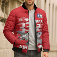Tuskegee Red Tails Airmen Bomber Puffer Jacket P-51 Mustang 332nd Fighter Group - Red - Wonder Print Shop