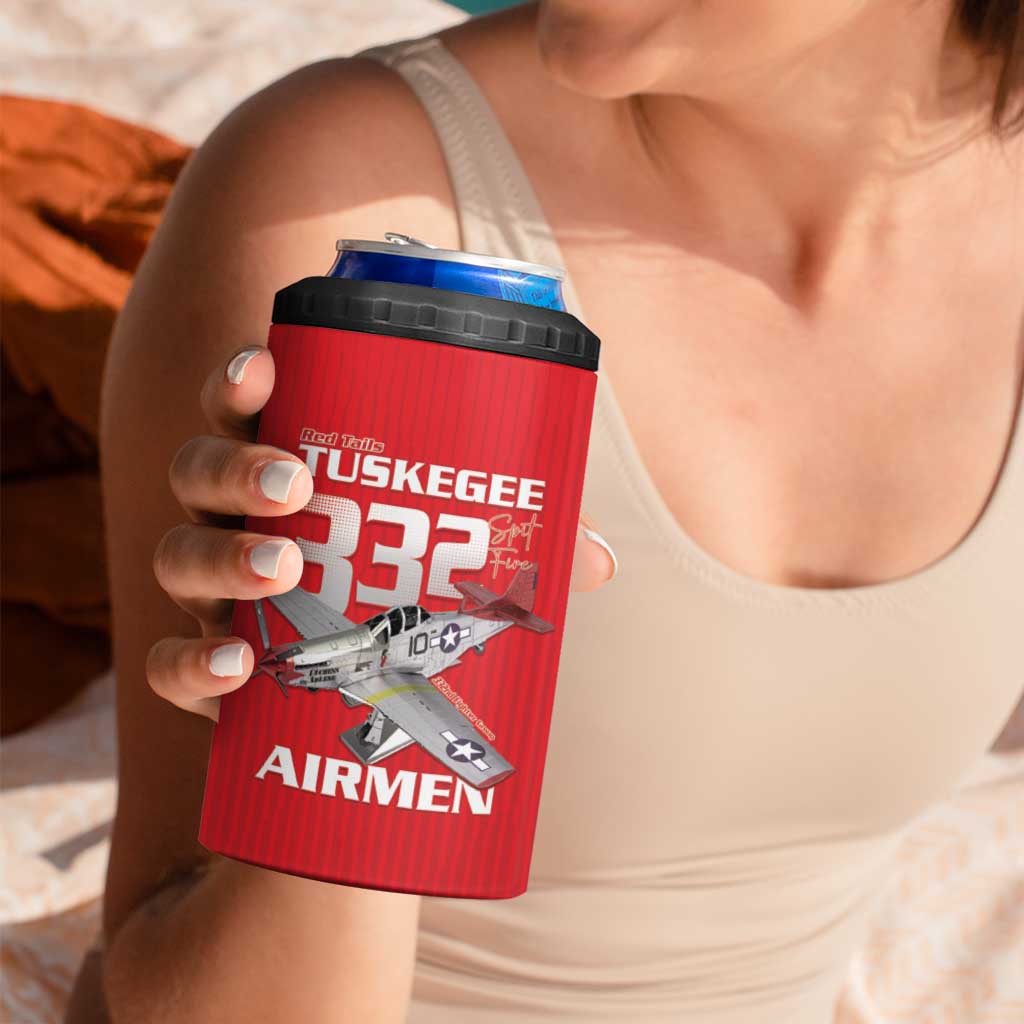Tuskegee Red Tails Airmen 4 in 1 Can Cooler Tumbler P-51 Mustang 332nd Fighter Group - Red - Wonder Print Shop
