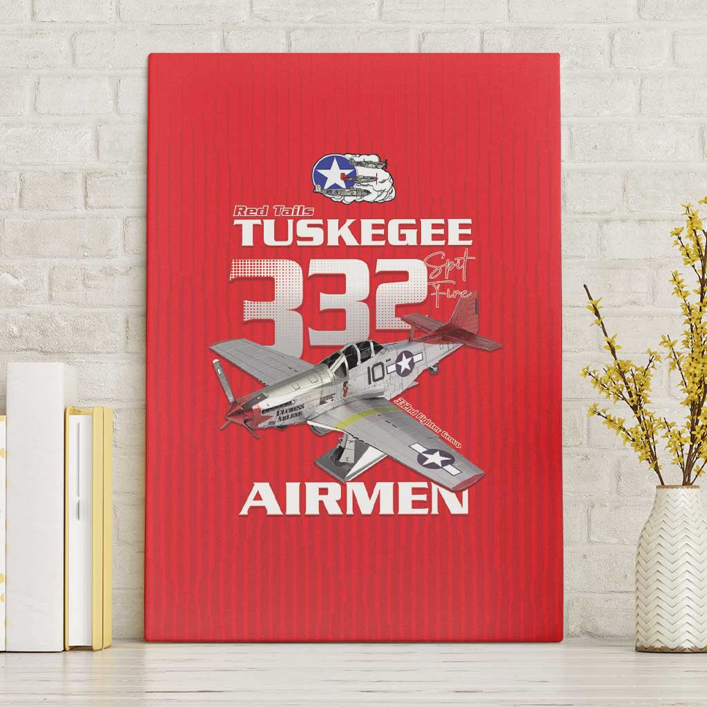 Tuskegee Red Tails Airmen Canvas Wall Art P-51 Mustang 332nd Fighter Group - Red - Wonder Print Shop